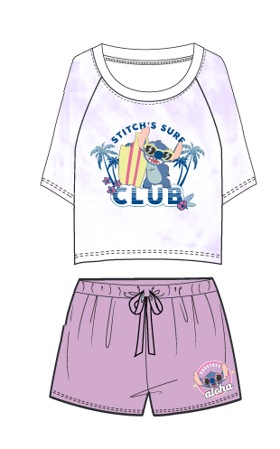 DISNEY- Stitch's Surf Club - Short Purple Woman Pyjama (M)