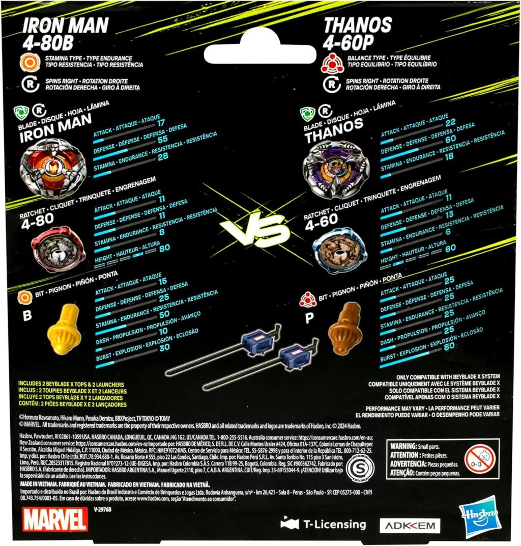 BEYBLADE X - Marvel Iron Man 4-80B & Thanos 4-60P Dual Pack