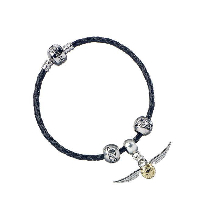 HARRY POTTER - Leather Bracelet + Golden Snitch Charm - 19 cm