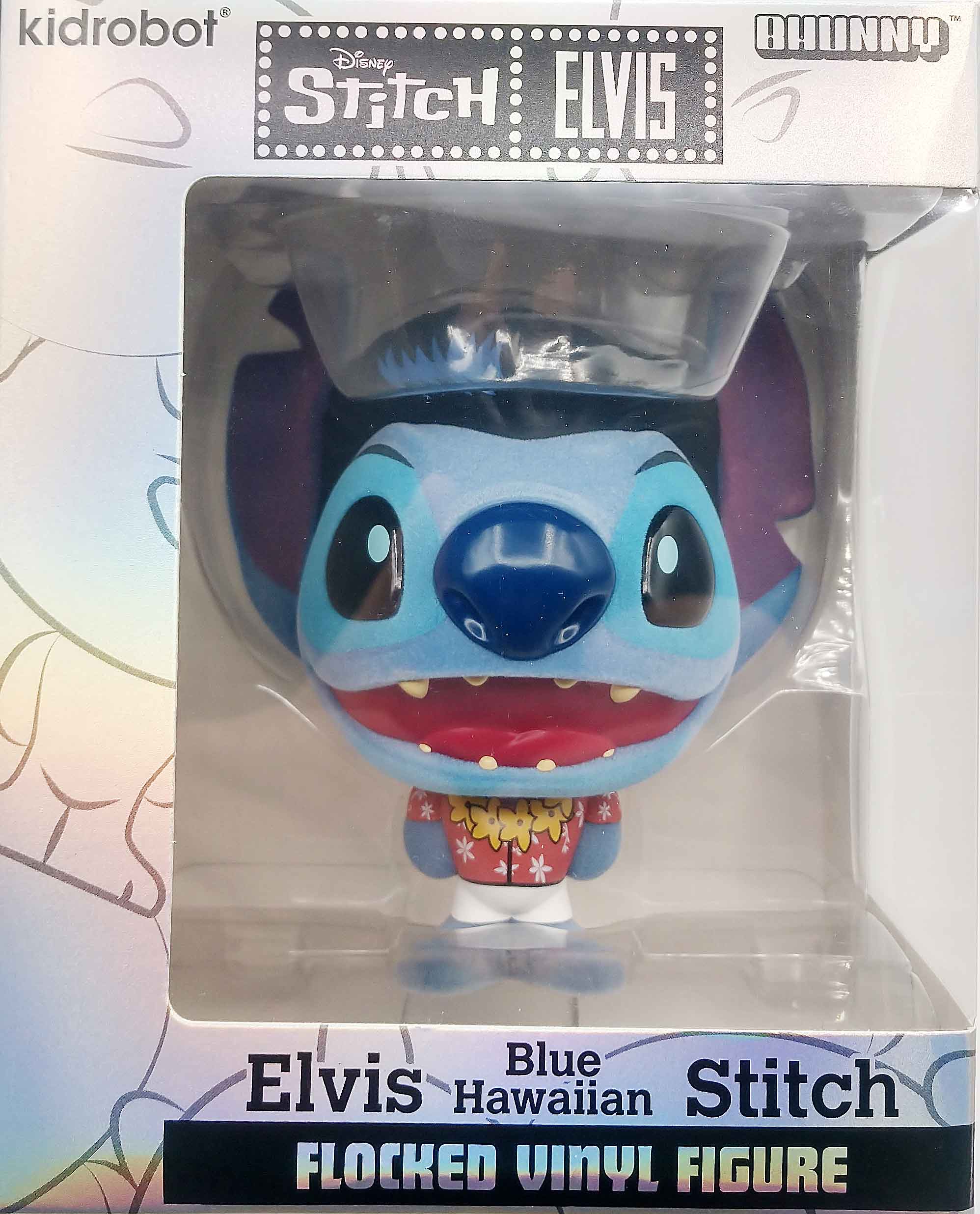 STITCH - Elvis Blue Hawaiian - Bhunny Flocked Vinyl Figure - 10cm