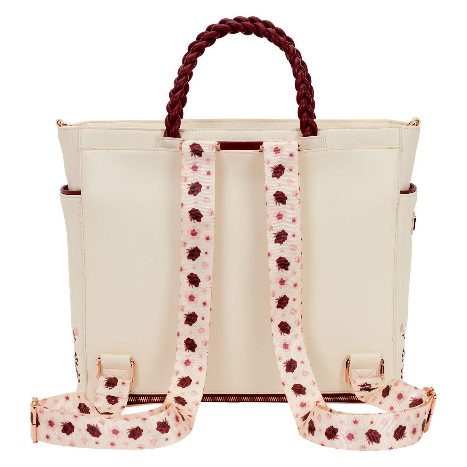 CREAM & RED - Floral - Convertible Tote Bag Loungefly