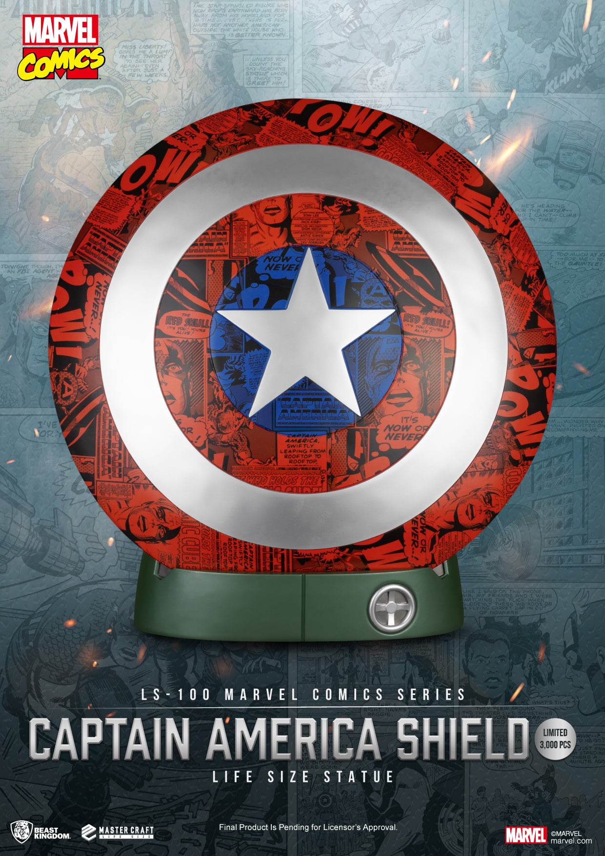MARVEL - Bouclier de Captain America - Statuette Life Size 64cm