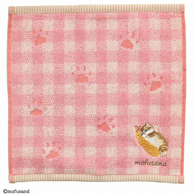 MOFUSAND - Kitten-Nyan Red Paw Print - Mini Towel 25x25cm