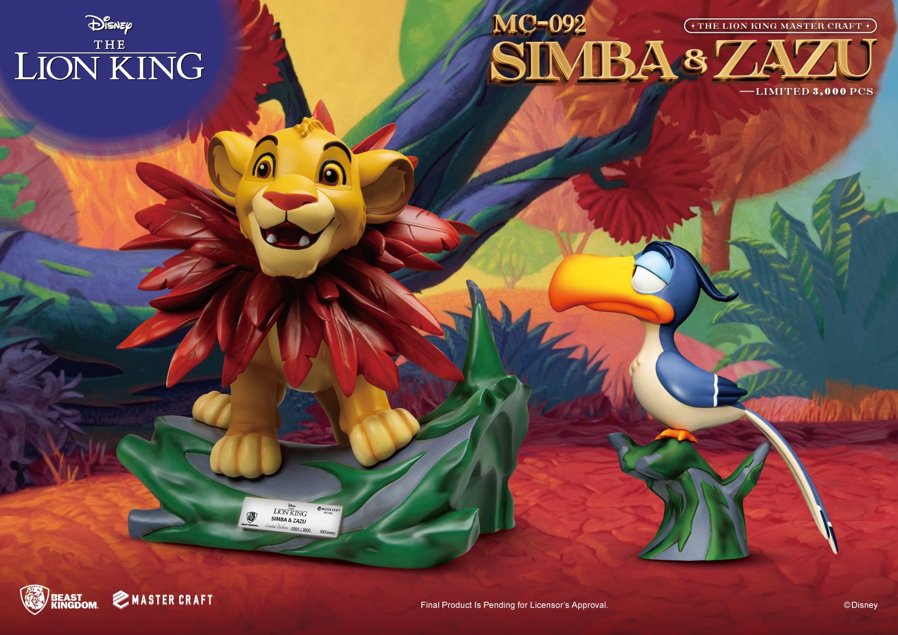 THE LION KING - Simba & Zazu - 2 Statue Pack Master Craft 31cm & 7cm