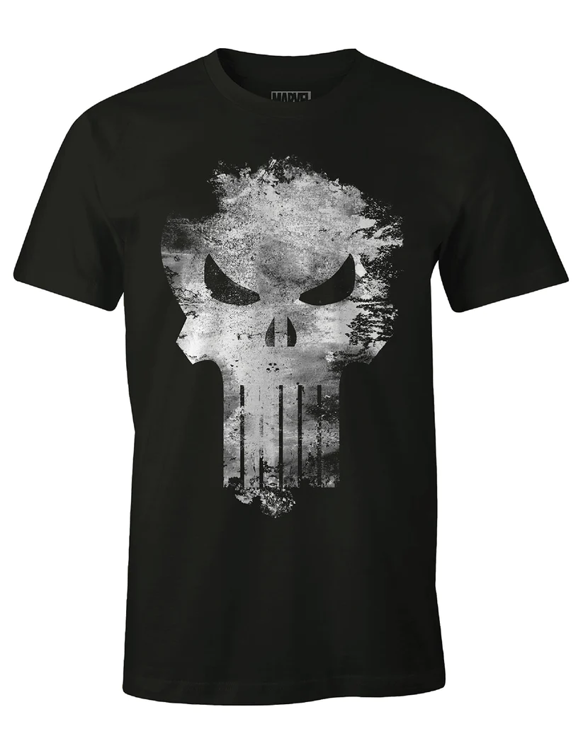 MARVEL - T-Shirt Punisher Distress Skull - Black (L)