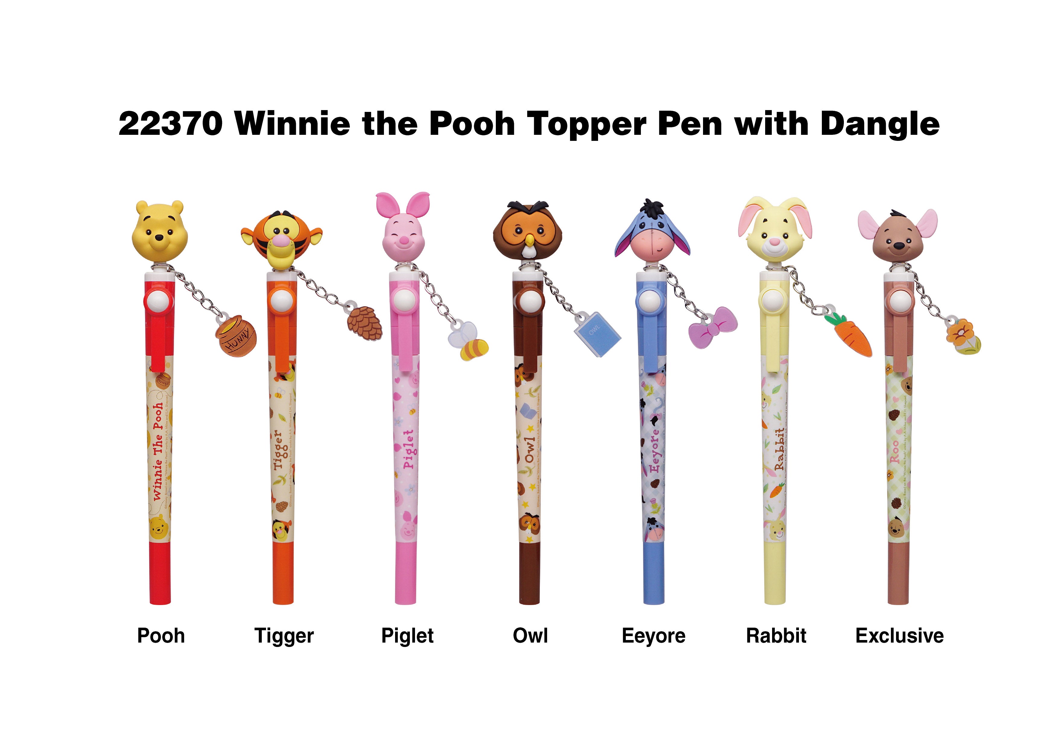 WINNIE THE POOH - 3D Head Topper Spinning Pen (Display of 16 pieces)