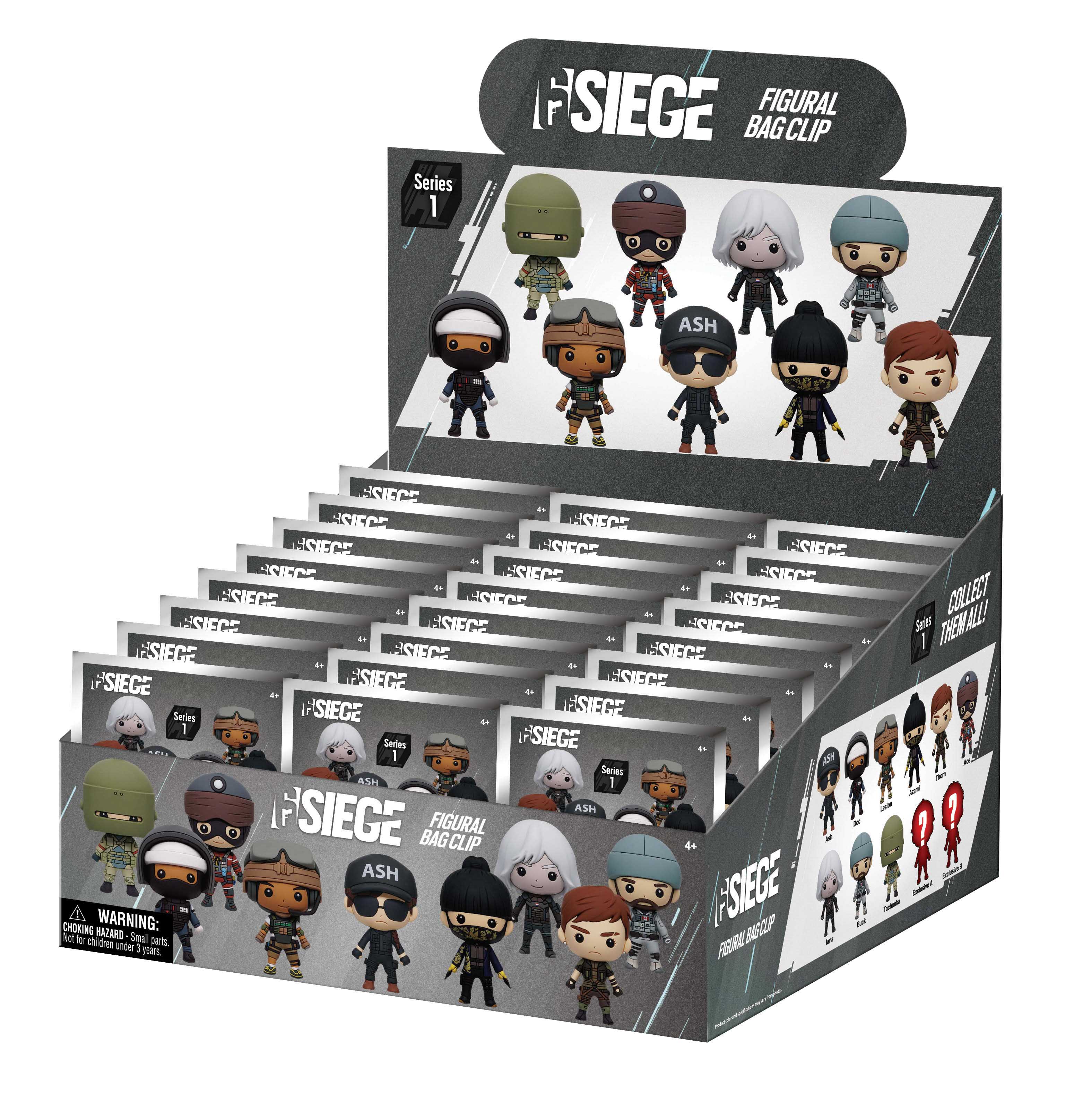 SIX SIEGE - Series 1 - 3D Foam Bag Clip (Display 24 Pcs)