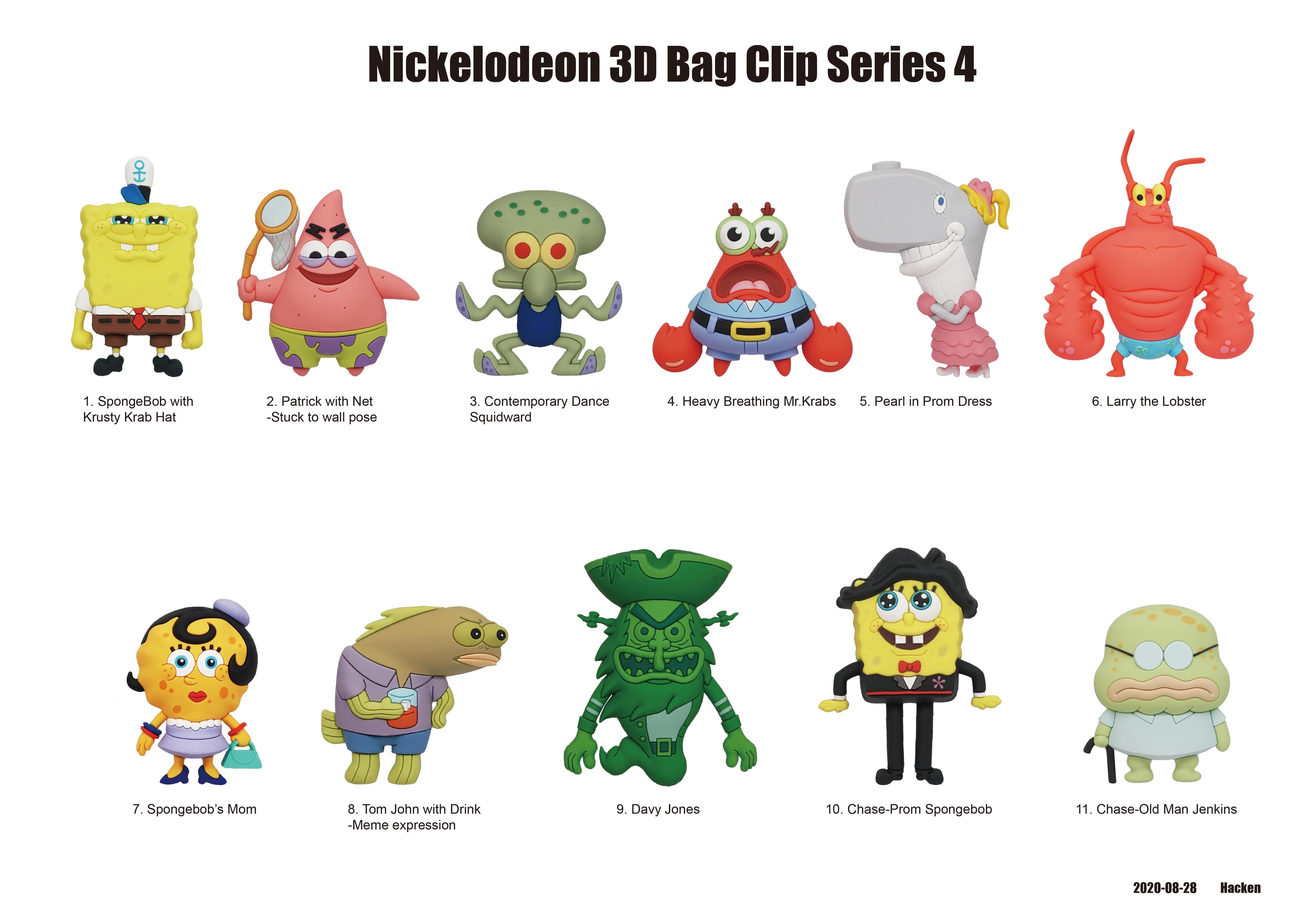 SPONGEBOB - Series 4 - 3D Foam Bag Clip (Display 24 Pcs)