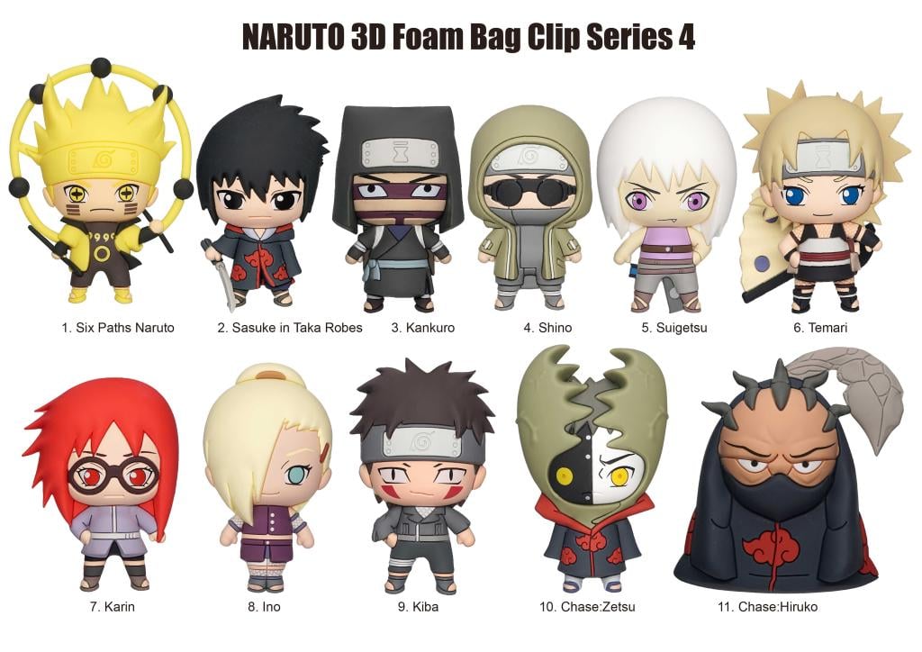 NARUTO SHIPPUDEN - Series 4 - 3D Foam Bag Clip (Display 24 Pcs)