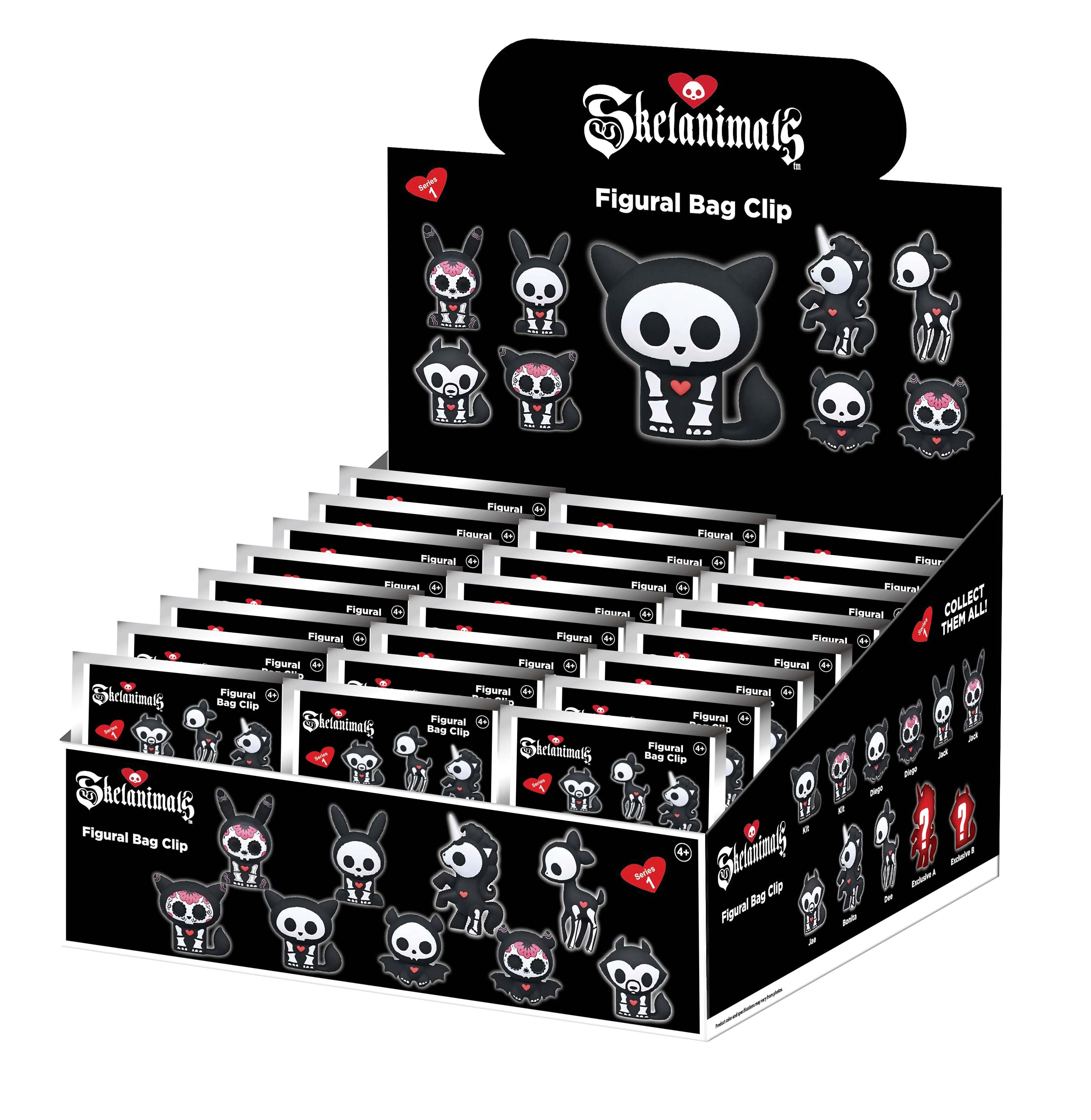 SKELANIMALS - Series 1 - 3D Foam Bag Clip (Display 24 Pcs)