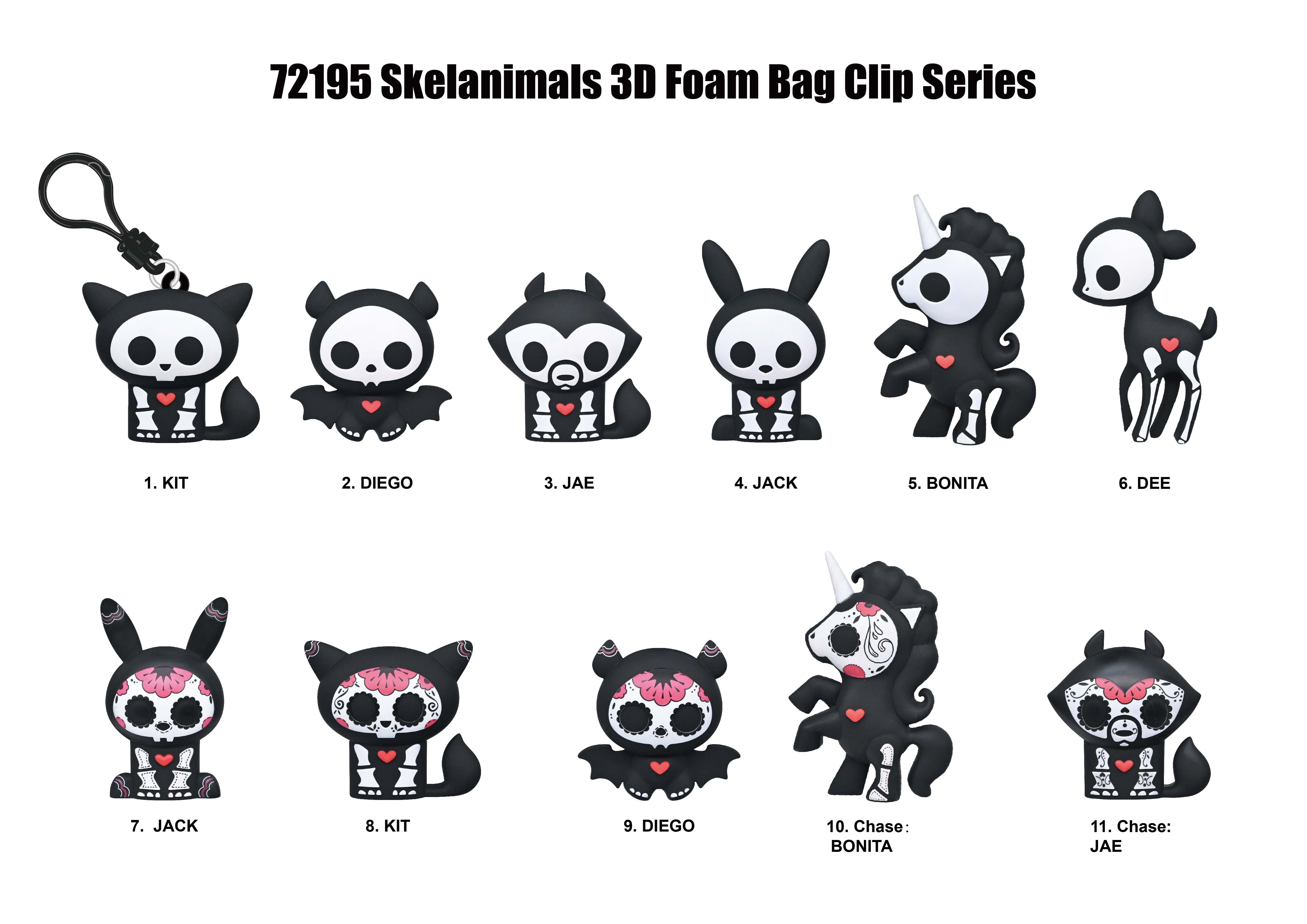 SKELANIMALS - Series 1 - 3D Foam Bag Clip (Display 24 Pcs)