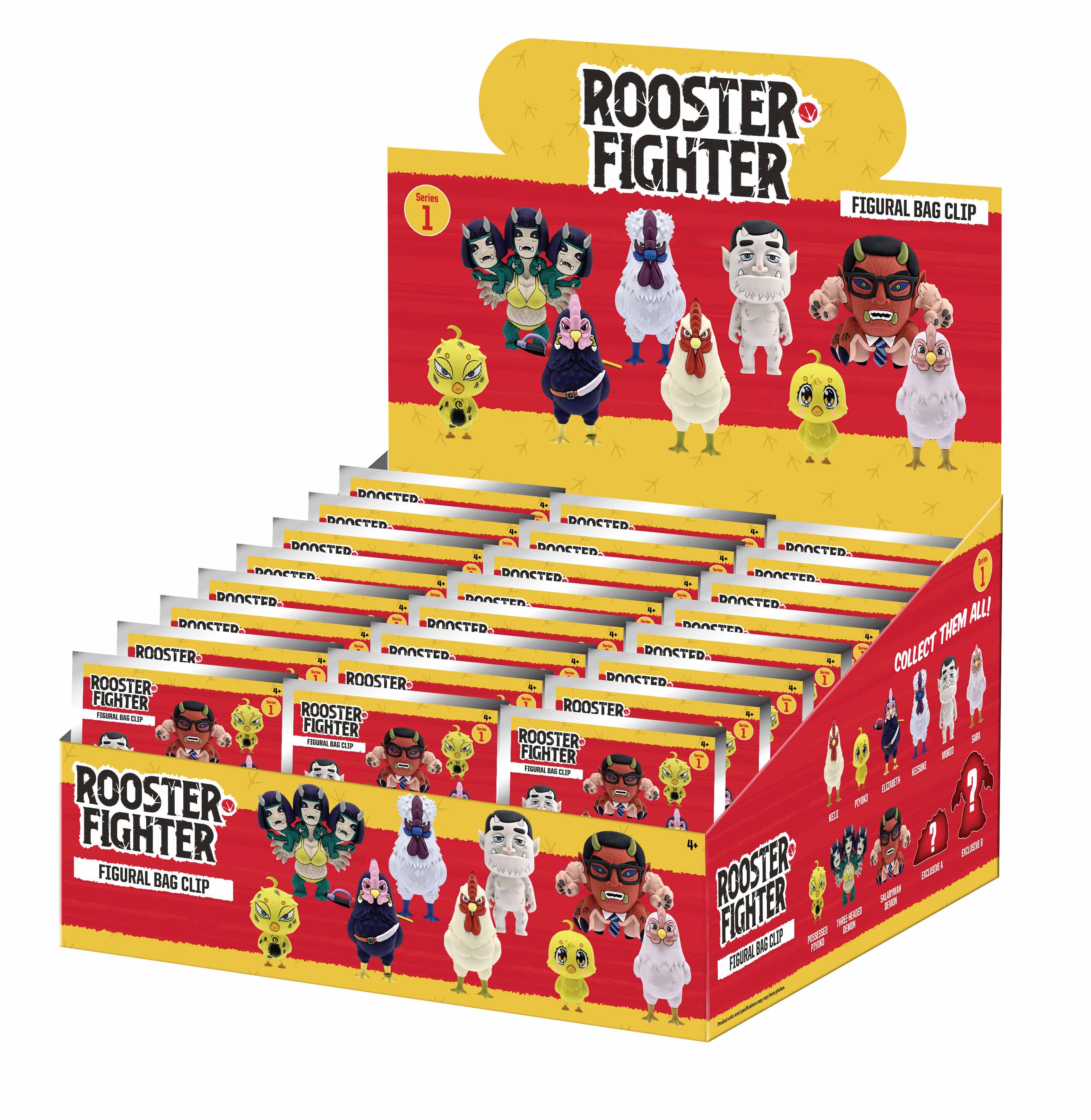 ROOSTER FIGHTER - Series 1 - 3D Foam Bag Clip (Display 24 Pcs)