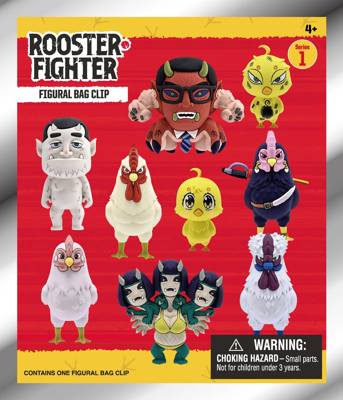 ROOSTER FIGHTER - Series 1 - 3D Foam Bag Clip (Display 24 Pcs)