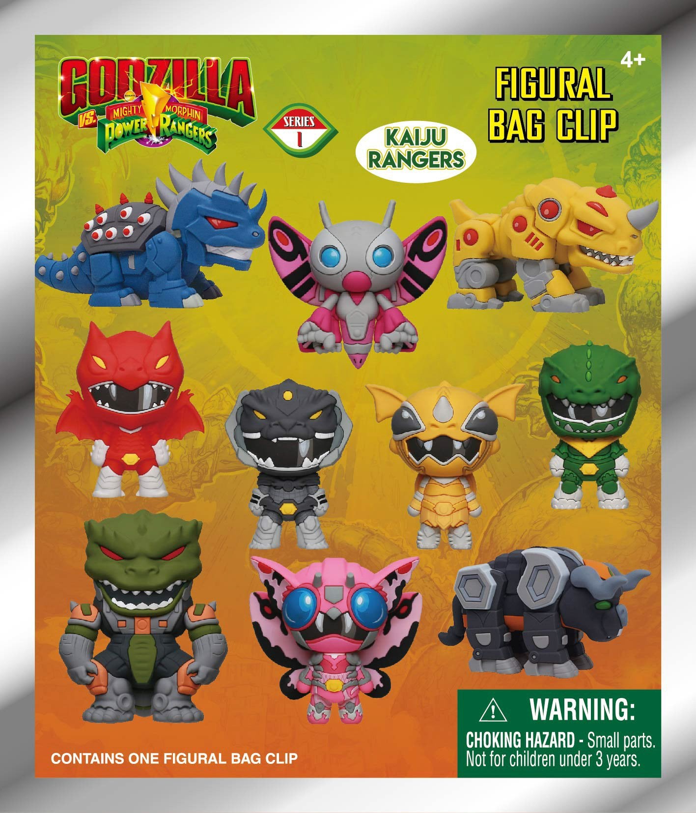 GODZILLA VS POWER RANGERS -Series 1 -3D Foam Bag Clip (Display 24 Pcs)