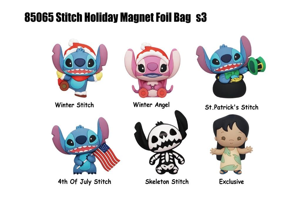 STITCH - Serie 3 - 3D Foam Magnets in blind bags (Display 12 Pcs)