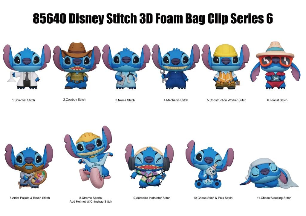 STITCH - Series 6 - 3D Foam Bag Clip (Display 24 Pcs)