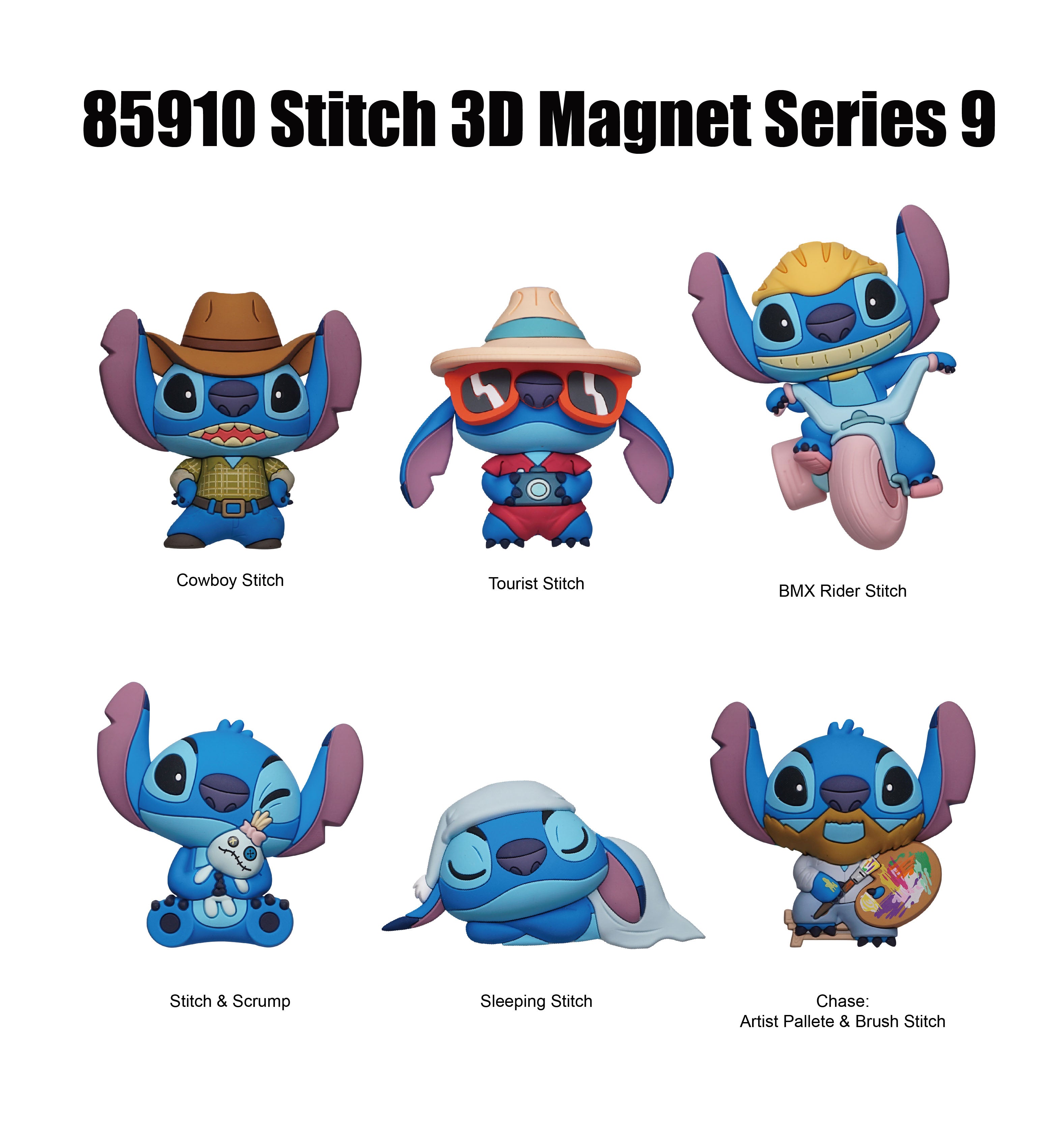 STITCH - Series 9 - 3D Foam Magnets in blind bags (Display 12 Pcs)
