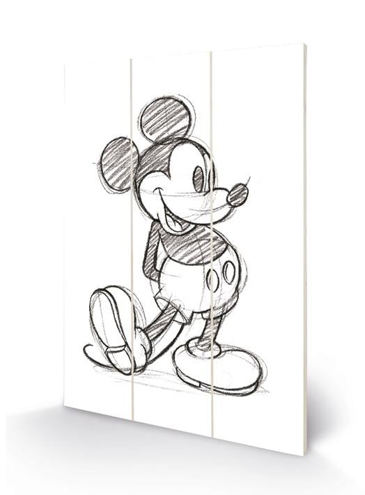 DISNEY - Wood Print 20x29.5 - Mickey Mouse Sketched