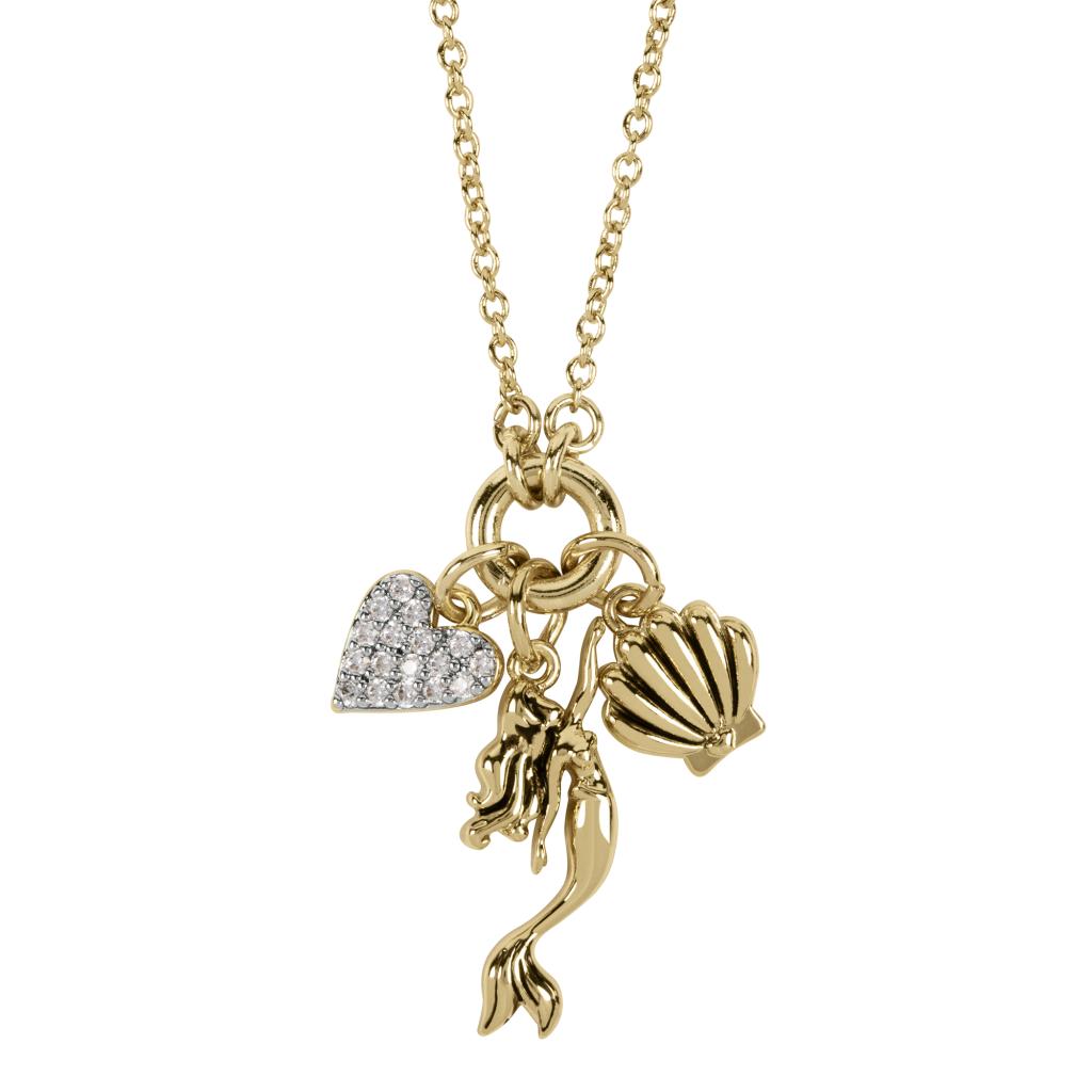 LITTLE MERMAID - Gold Brass Plated Necklace + 3 Charms