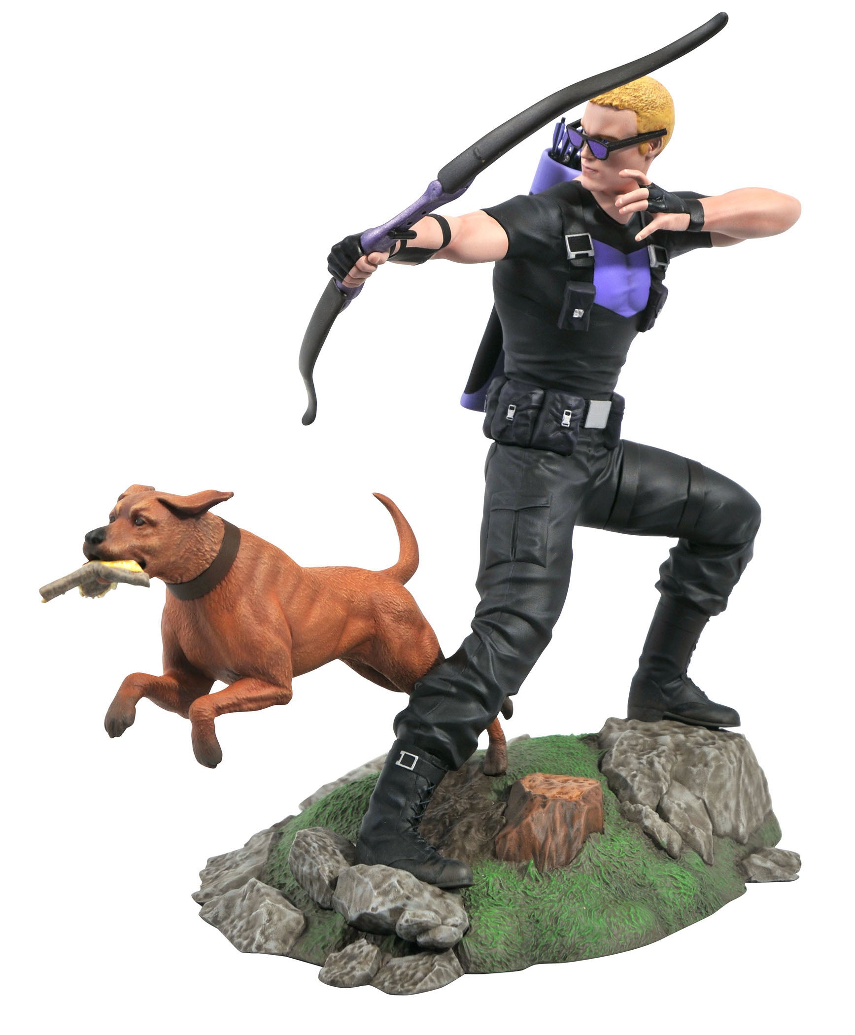 MARVEL - Hawkeye with Pizza Dog - Statue Gallery Diorama 23cm