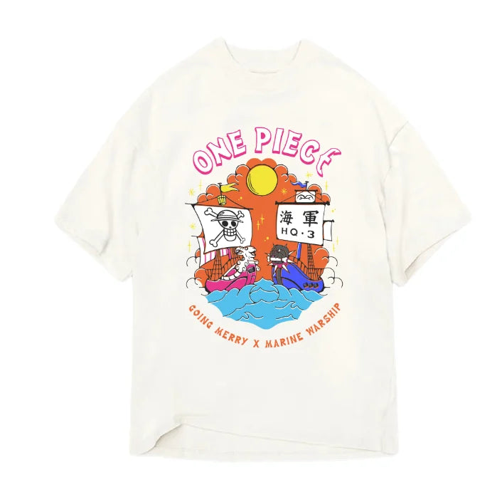 ONE PIECE - Going Merry X Marine Warship - T-Shirt Men (M)