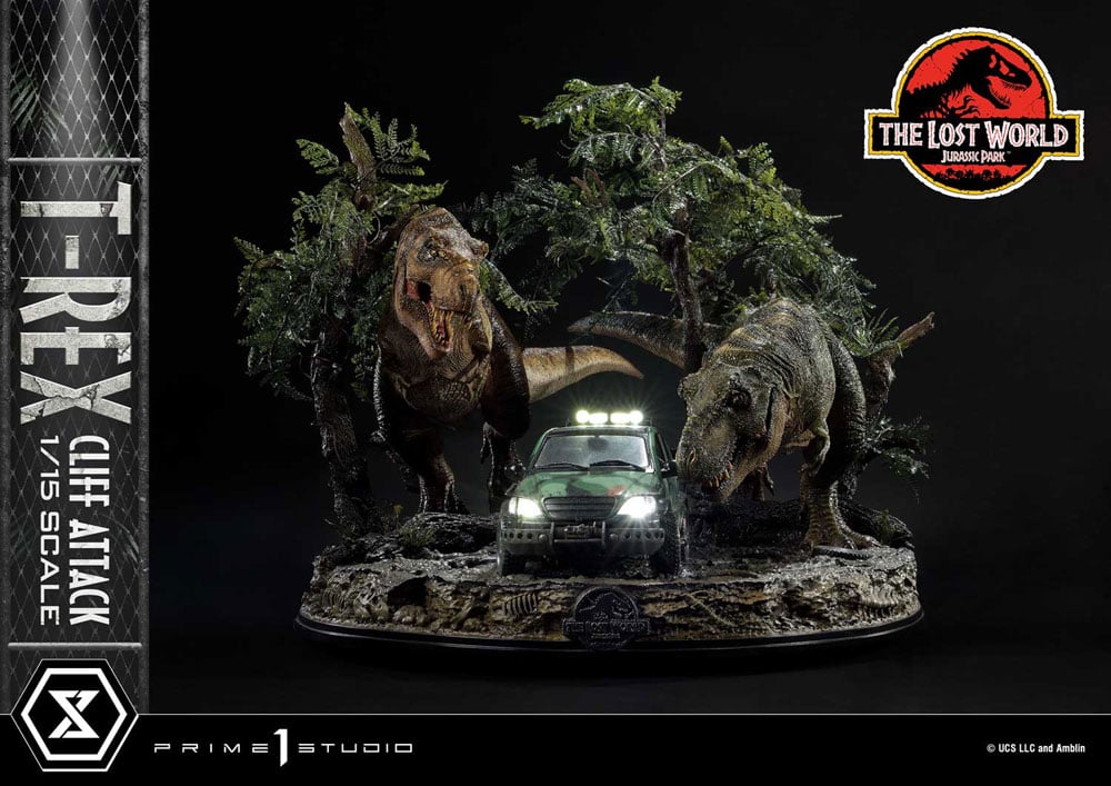 JURASSIC PARK LE MONDE PERDU - T-Rex Cliff Attack -Statuette 1/15 53cm