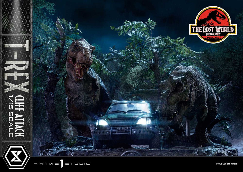 JURASSIC PARK LE MONDE PERDU - T-Rex Cliff Attack -Statuette 1/15 53cm