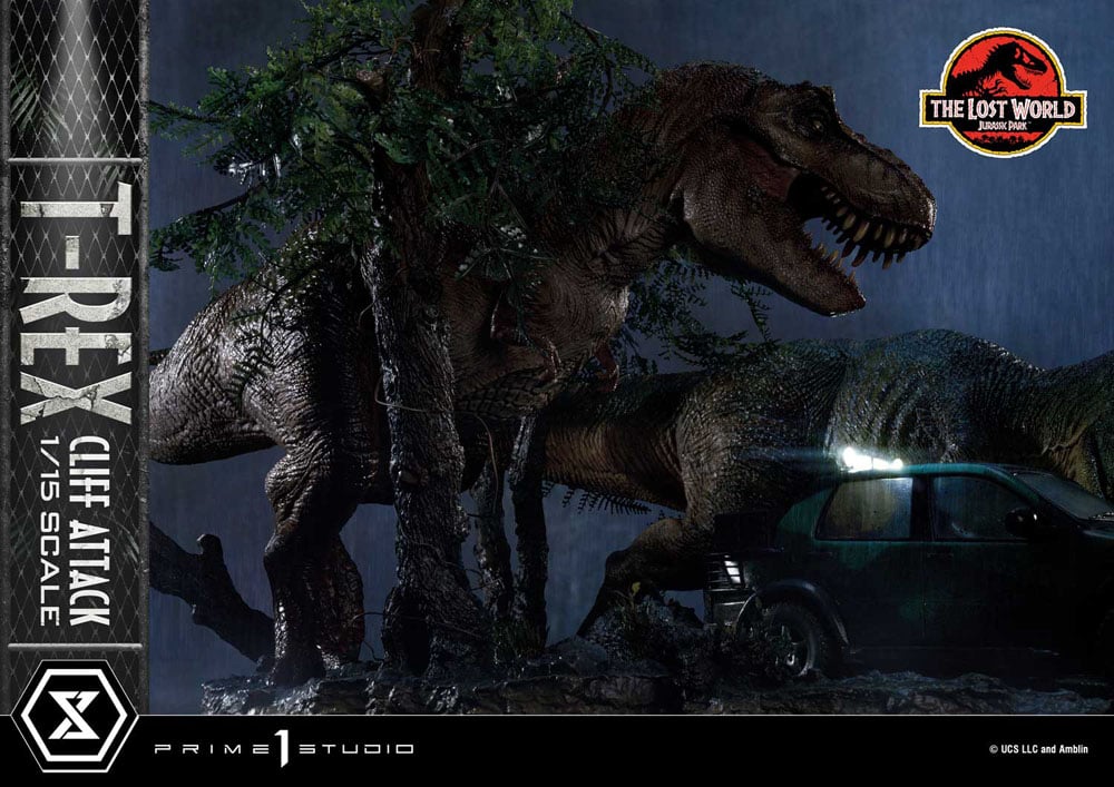 JURASSIC PARK LE MONDE PERDU - T-Rex Cliff Attack -Statuette 1/15 53cm