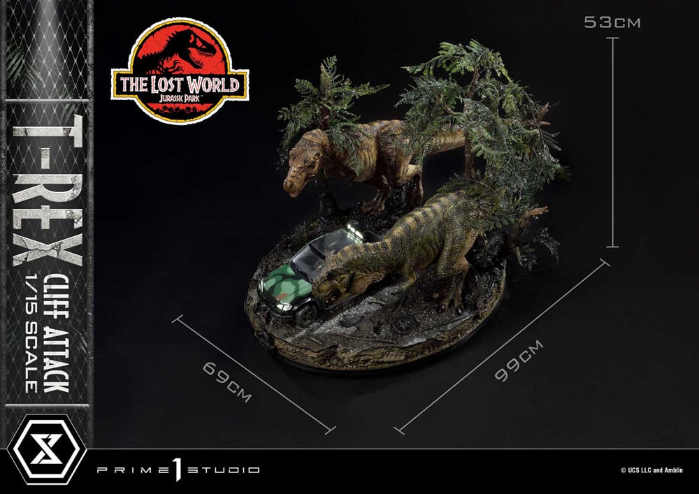 JURASSIC PARK LE MONDE PERDU - T-Rex Cliff Attack -Statuette 1/15 53cm