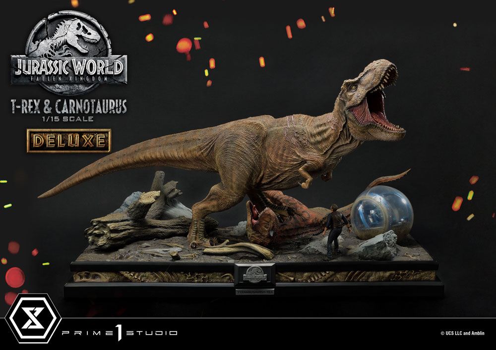 JURASSIC WORLD - T-Rex & Carnotaurus Deluxe - Statuette '49x90x51cm'