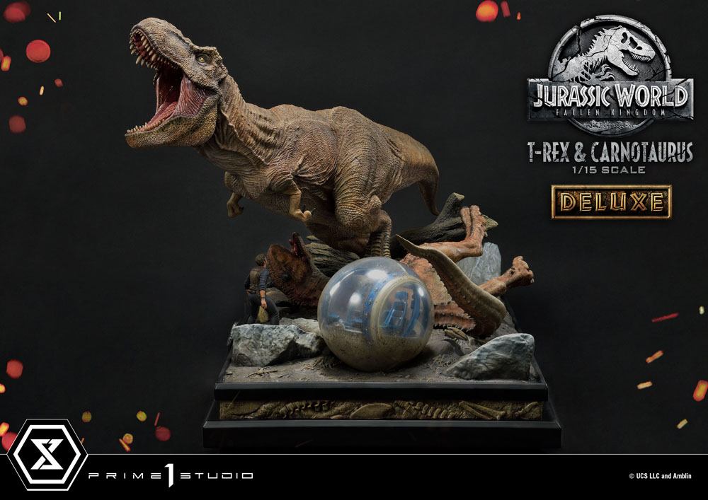 JURASSIC WORLD - T-Rex & Carnotaurus Deluxe - Statuette '49x90x51cm'