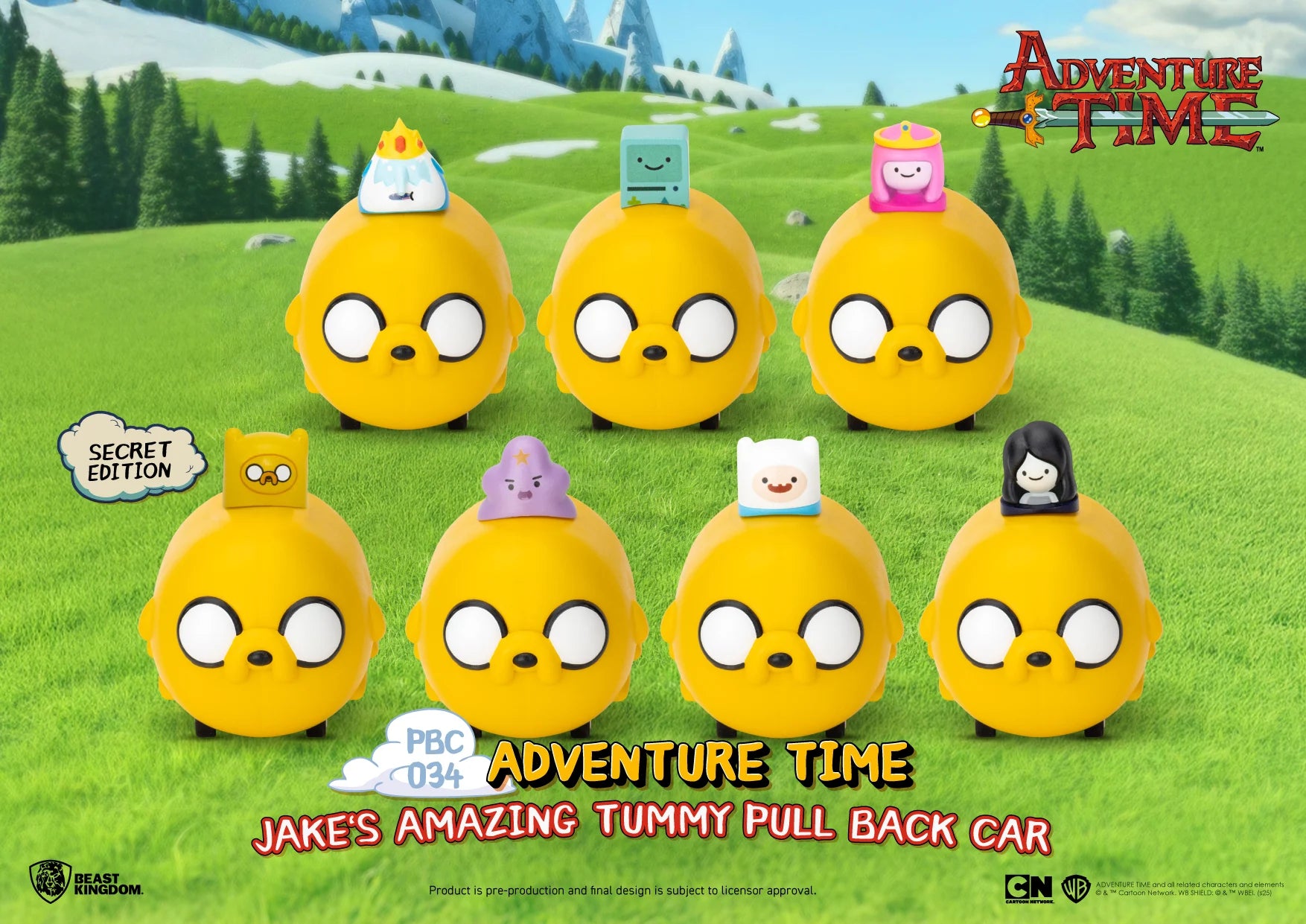 ADVENTURE TIME - Jake's Tummy Pull Black Car -Set 6 Fig. Blind Box 5cm