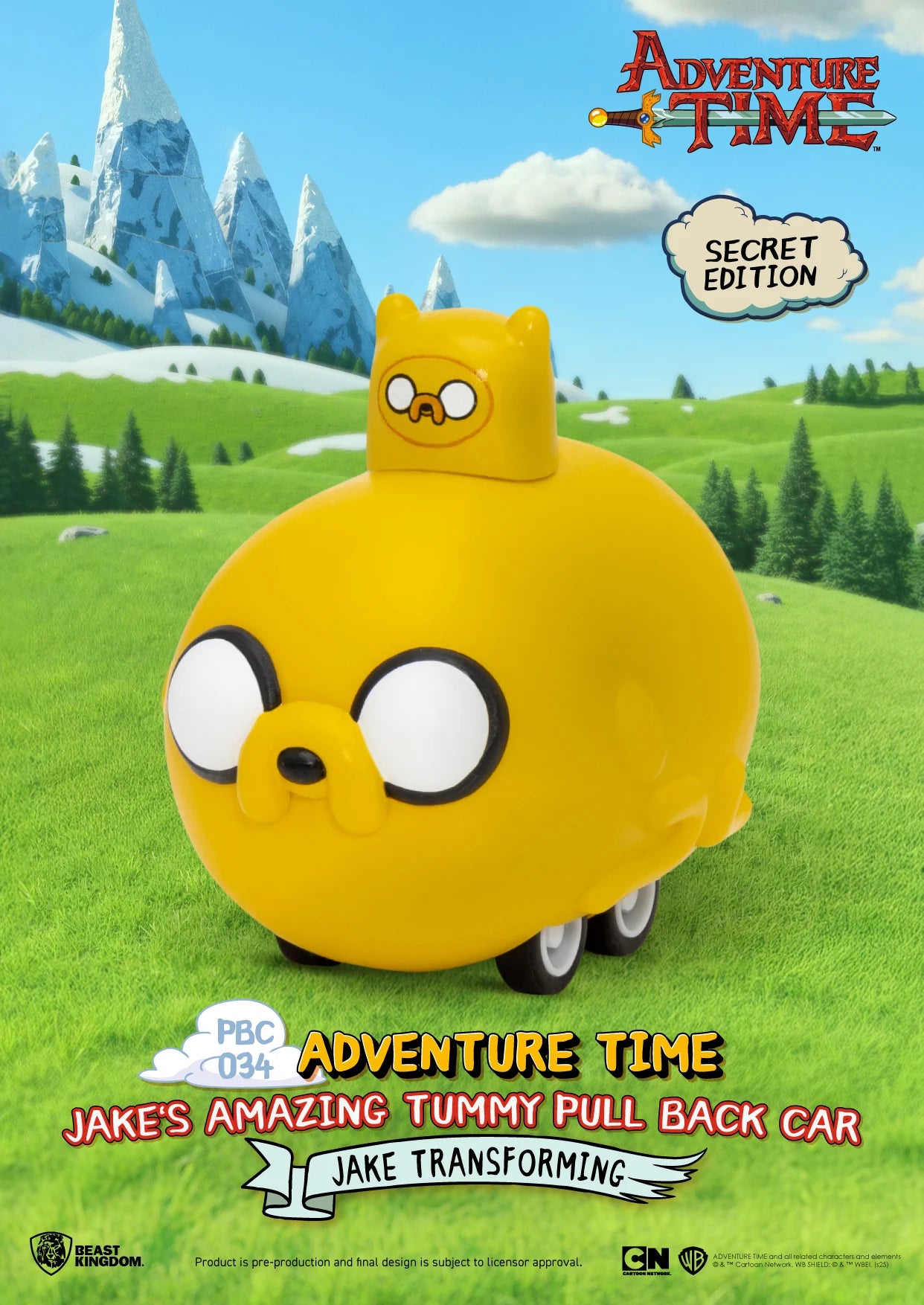 ADVENTURE TIME - Jake's Tummy Pull Black Car -Set 6 Fig. Blind Box 5cm