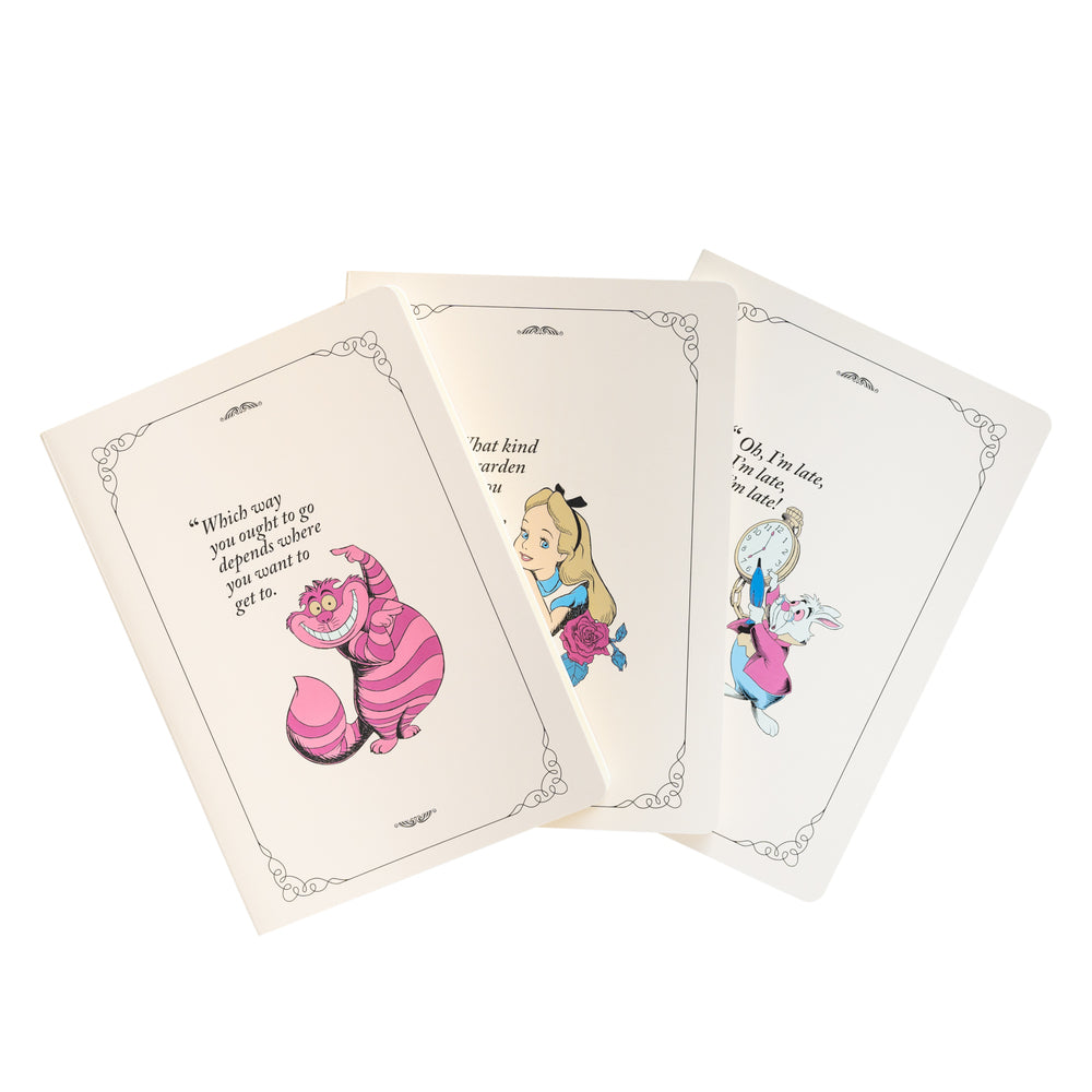 ALICE IN WONDERLAND - 3 Pack of Notebooks - Size A5