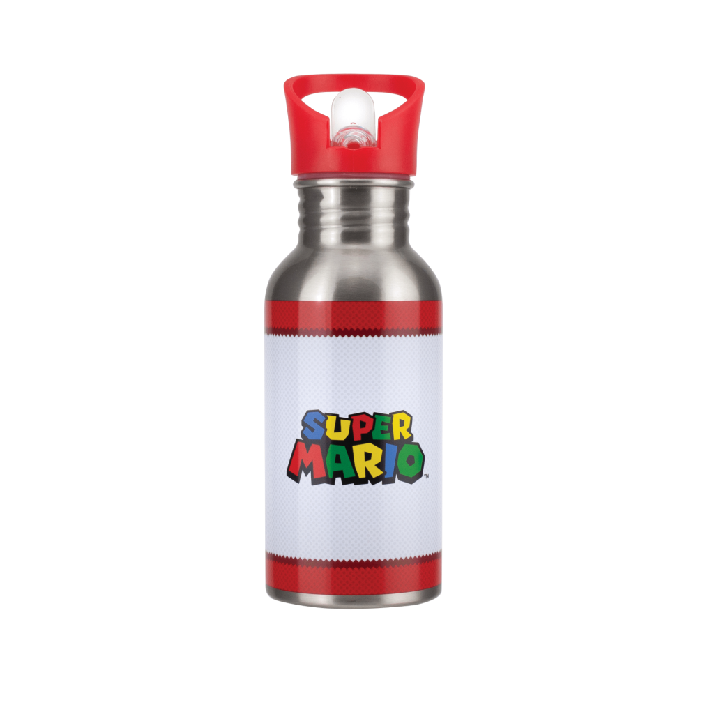 SUPER MARIO - Mario - Metal Water Bottle with Straw 480ml