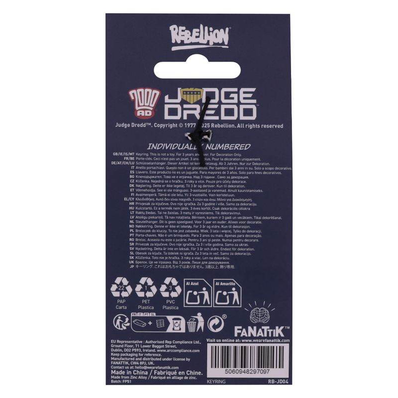 2000AD JUDGE DREDD - Badge - Limited Edition Keyring