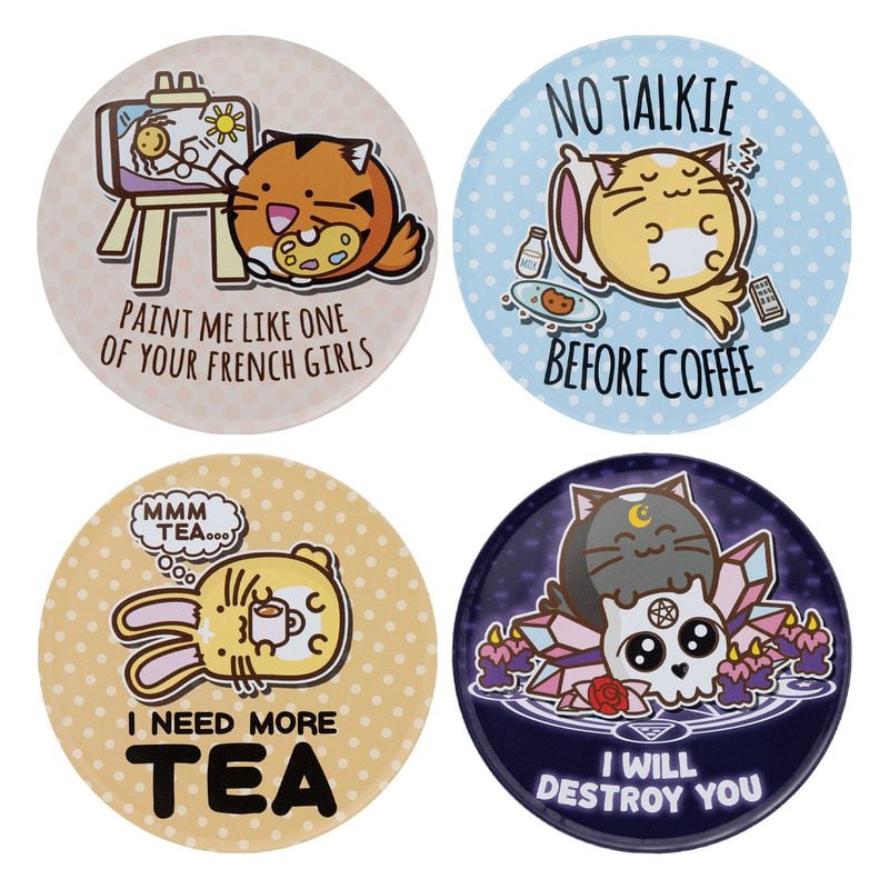 FUZZBALLS - 4 Embossed Metal Coasters