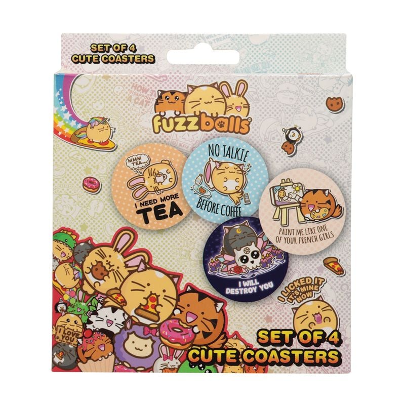 FUZZBALLS - 4 Embossed Metal Coasters