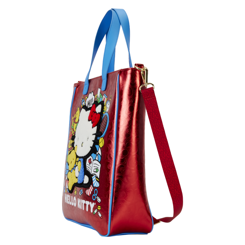 HELLO KITTY - 50th Anniv. - Mettalic Tote Bag with Coin Bag Loungefly