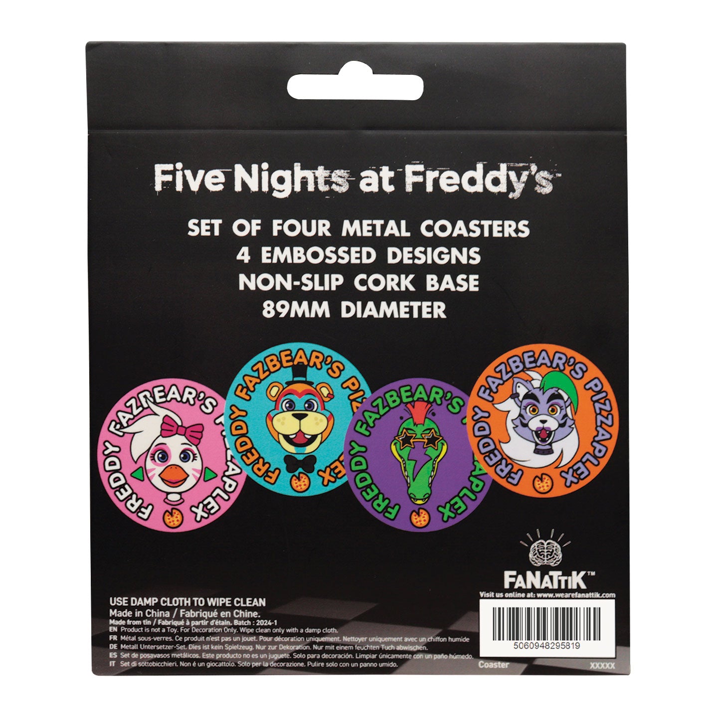 FIVE NIGHTS AT FREDDDY'S - 4 Embossed Metal Coasters