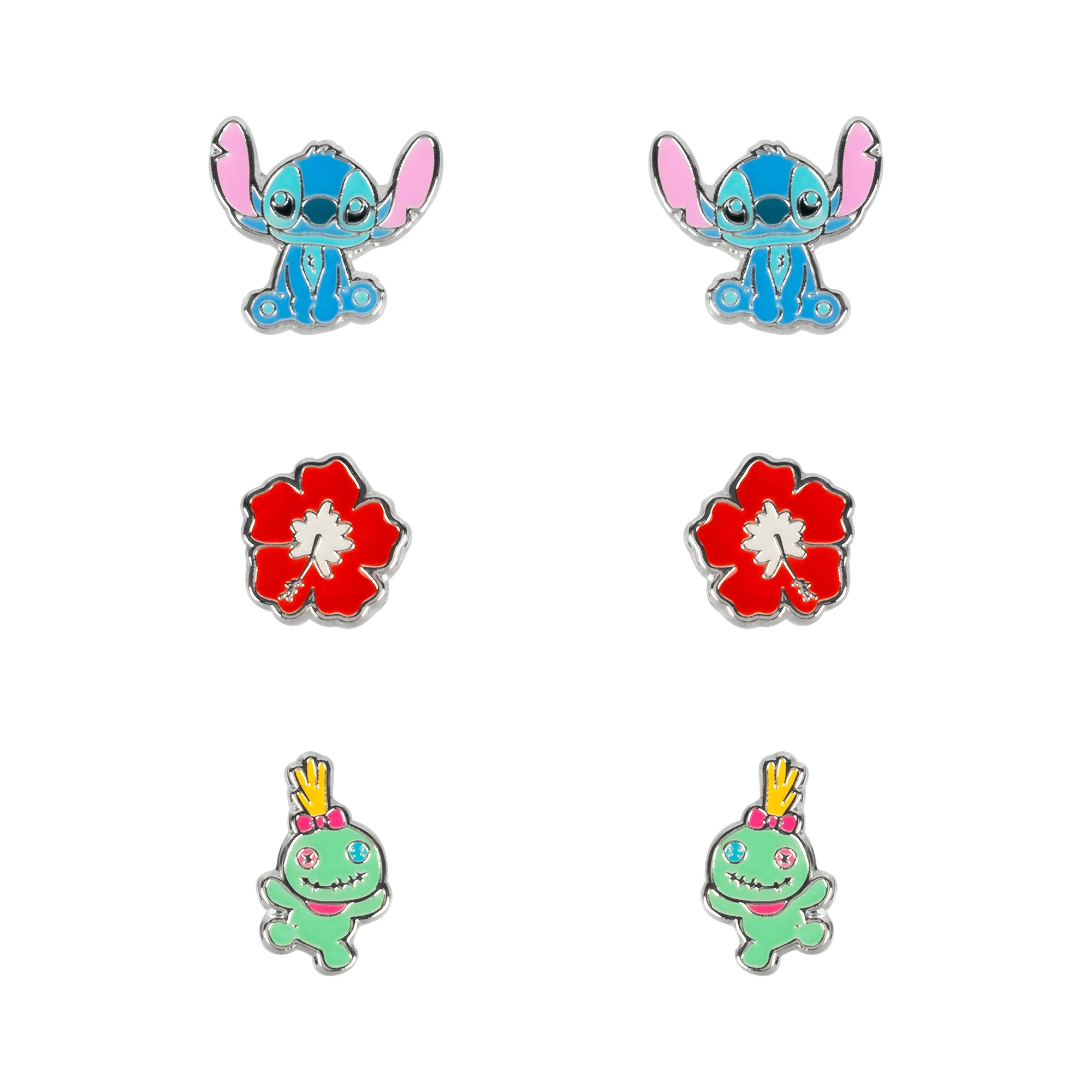 STITCH - 3 Pairs of Studs Earrings - Plated Brass