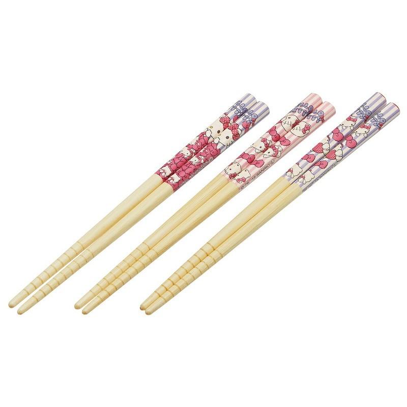 HELLO KITTY - Hello Kitty - Set of 3 pairs of Bamboo chopsticks