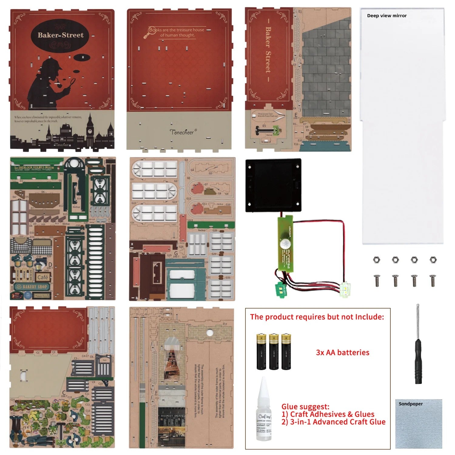 BOOK NOOK KIT - DIY- Baker Street - 141pcs + LED Light