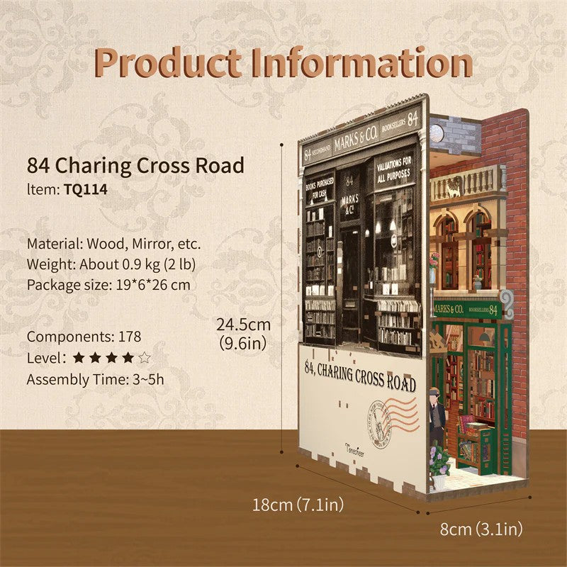 BOOK NOOK KIT - DIY- 84 Charing Cross Road - 178pcs + LED Light