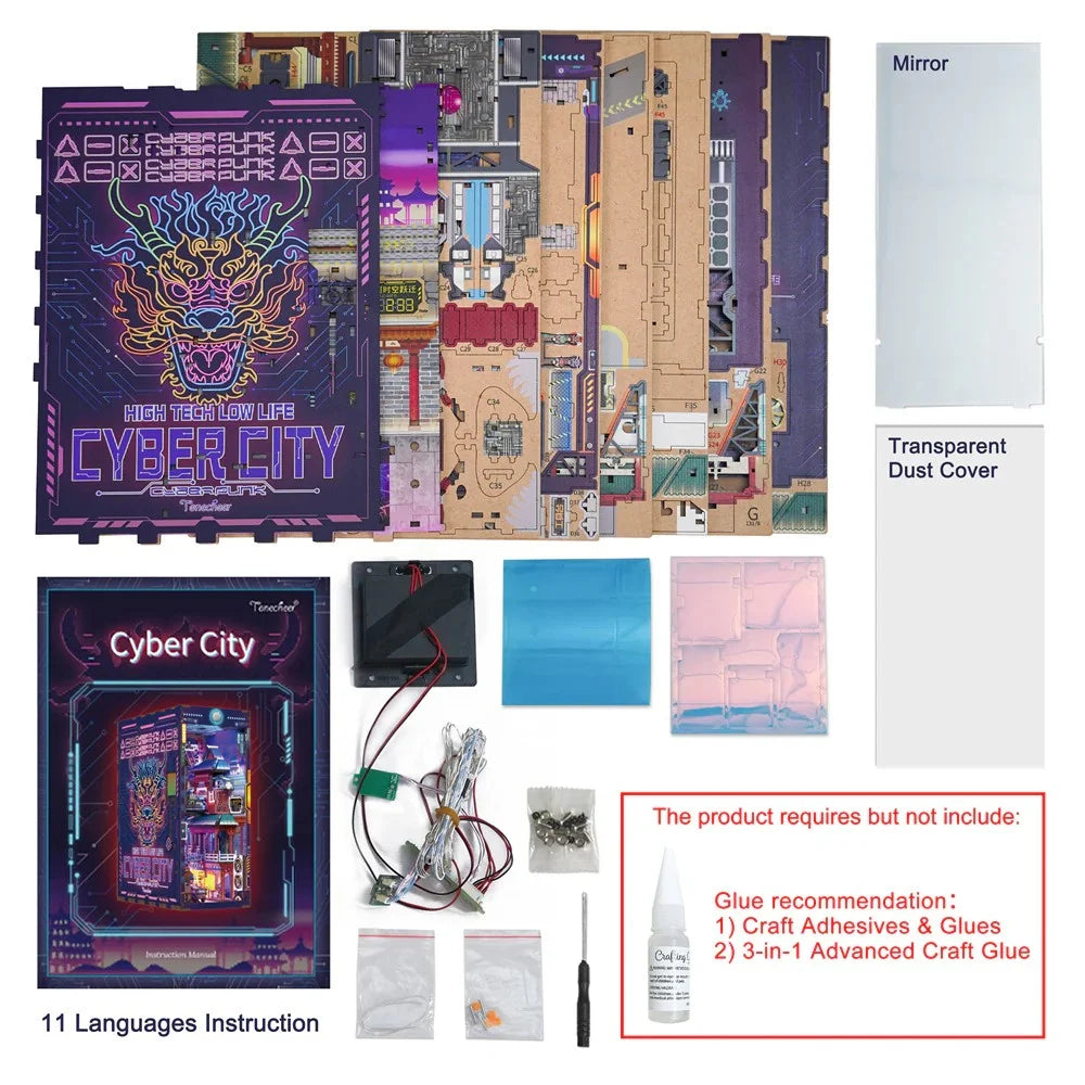 BOOK NOOK KIT - DIY- Cyber City - 284pcs + LED Light