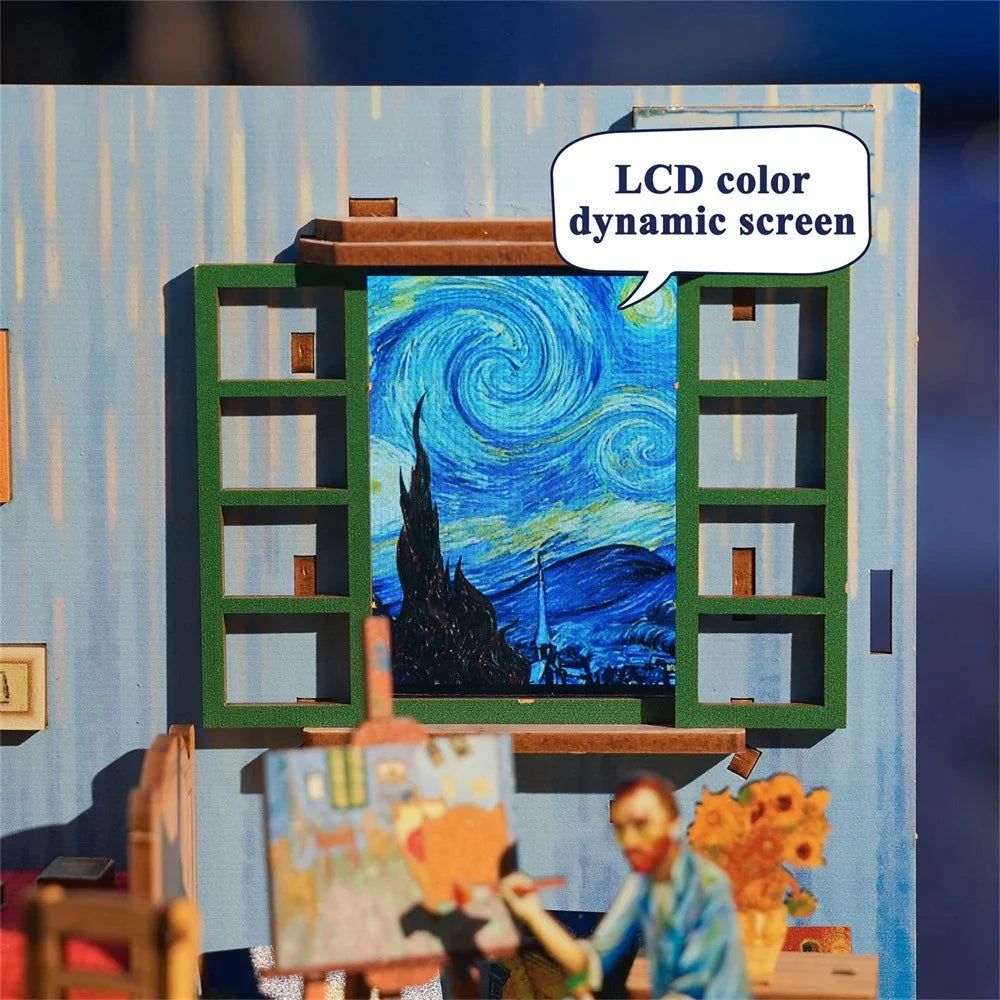 BOOK NOOK KIT - DIY- Vincent's Bedroom - 143pcs + LED Light