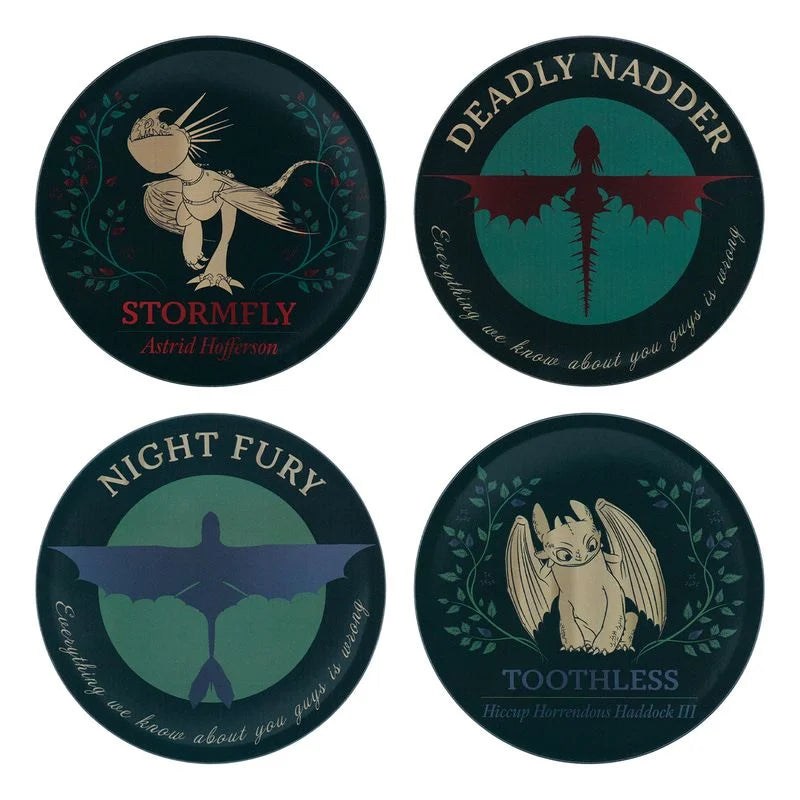 HOW TO TRAIN YOUR DRAGON - 4 Embossed Metal Coasters