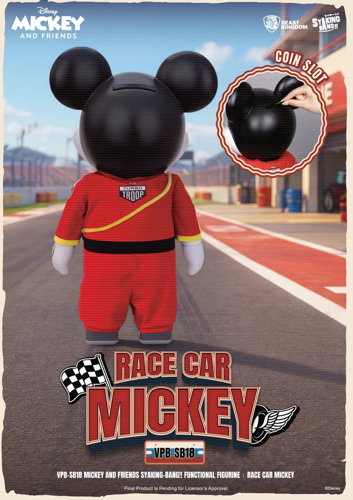 MICKEY & FRIENDS - Race Car Mickey - SYAKING-BANG Bank 48cm
