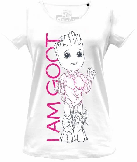 MARVEL - Baby Groot Line With I Am Groot Text - T-Shirt Women (S)