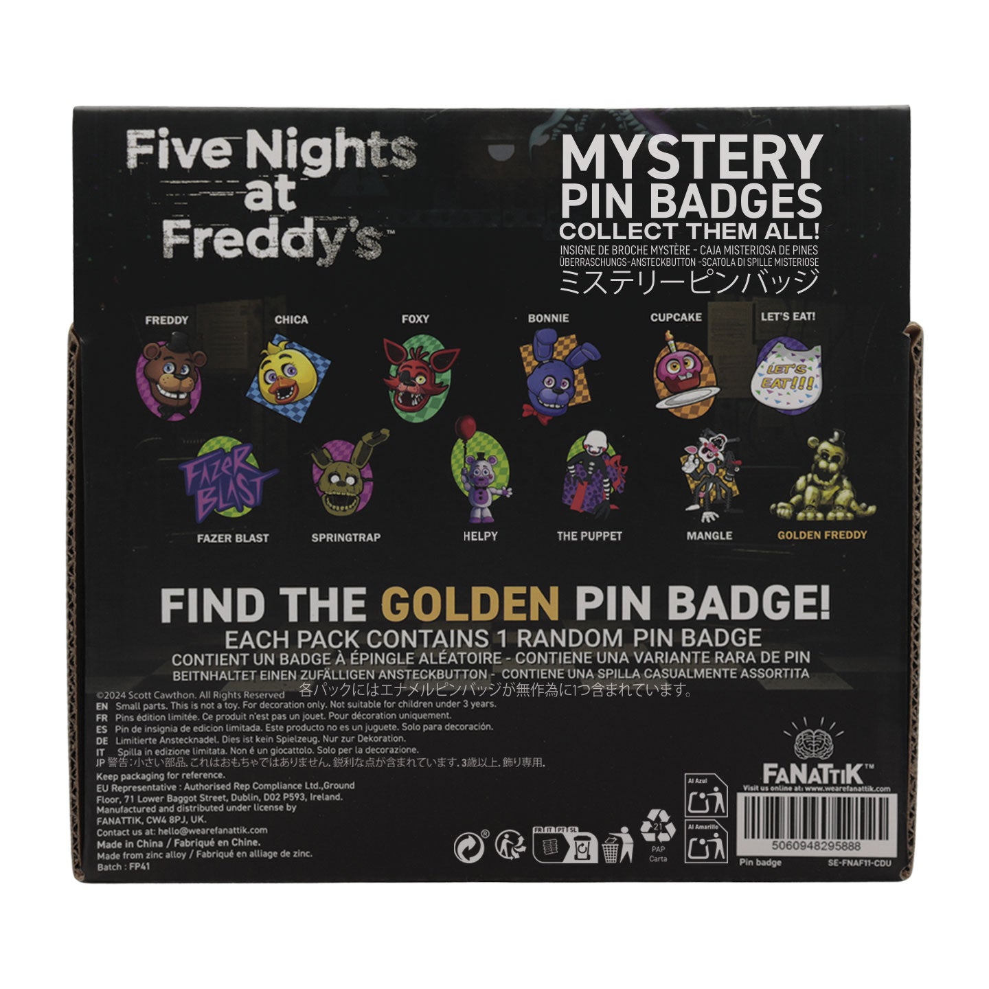 FIVE NIGHTS AT FREDDY'S - Mystery Box of 12 Pin Badge